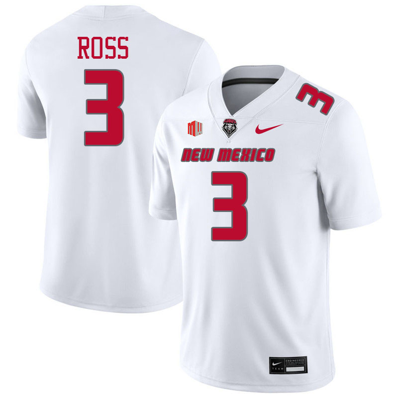 New Mexico Lobos #3 D'Angelo Ross College Football Jerseys,Uniforms-White